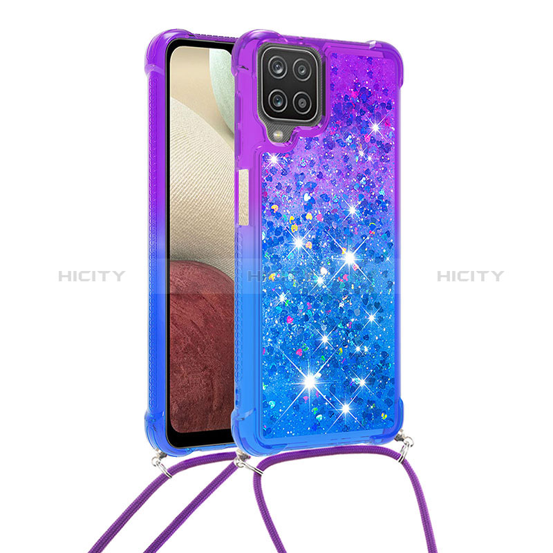 Funda Silicona Carcasa Goma Bling-Bling con Acollador Cordon Lanyard S01 para Samsung Galaxy A12