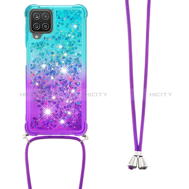 Funda Silicona Carcasa Goma Bling-Bling con Acollador Cordon Lanyard S01 para Samsung Galaxy A12 5G