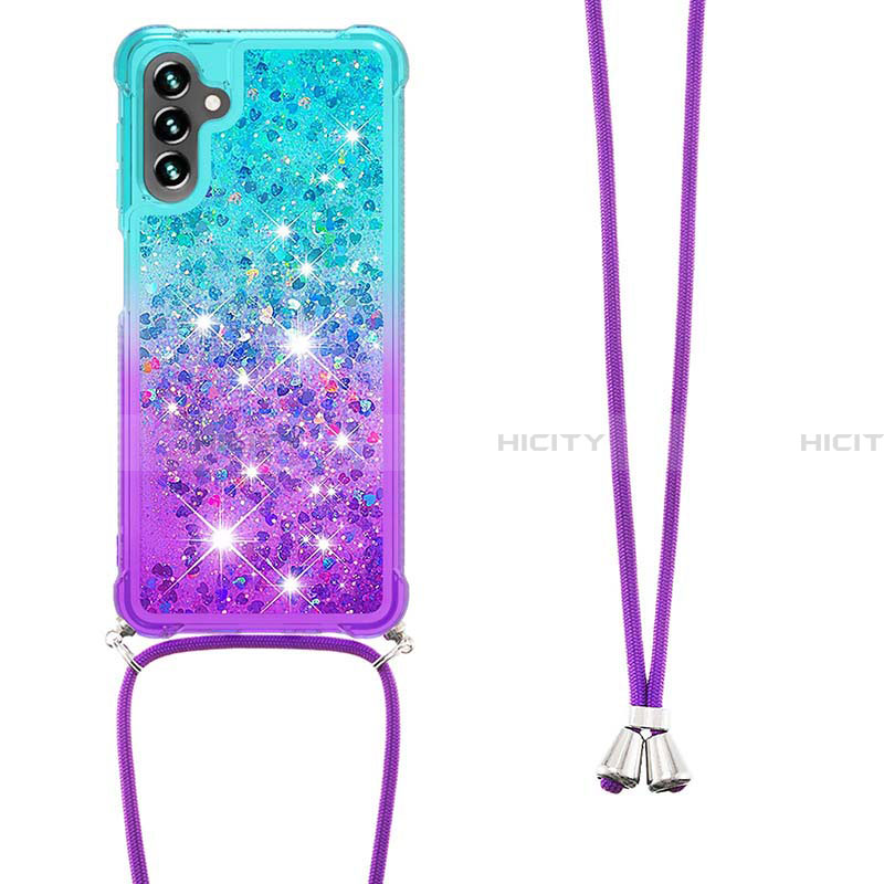 Funda Silicona Carcasa Goma Bling-Bling con Acollador Cordon Lanyard S01 para Samsung Galaxy A13 5G