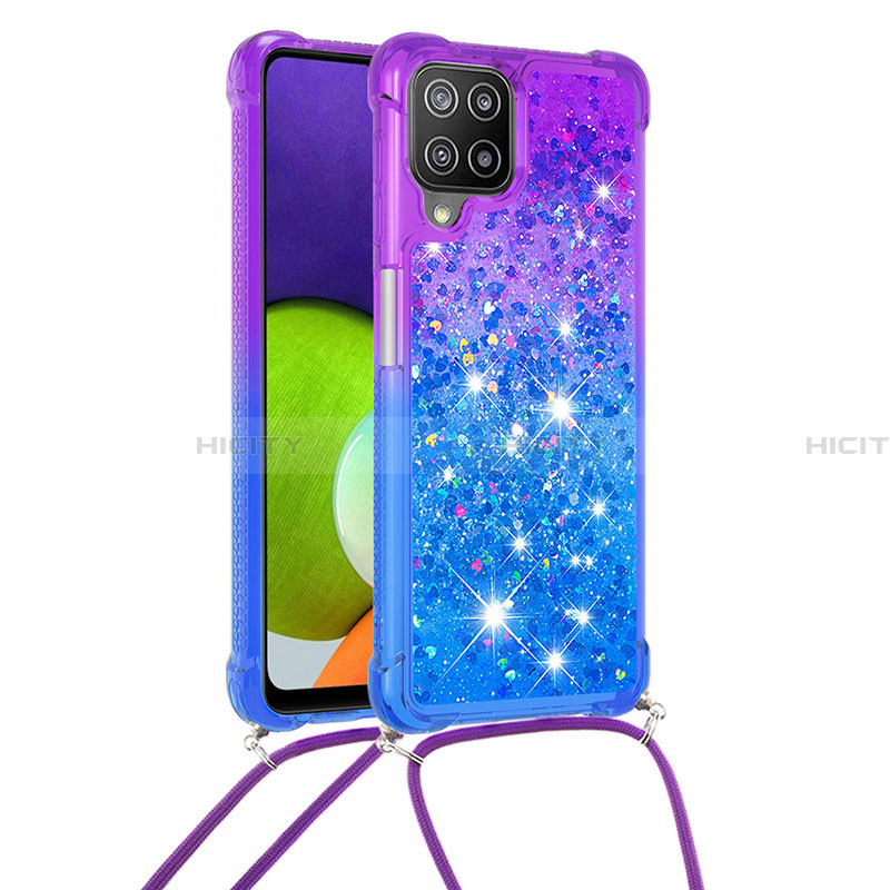 Funda Silicona Carcasa Goma Bling-Bling con Acollador Cordon Lanyard S01 para Samsung Galaxy A22 4G