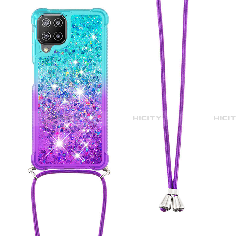 Funda Silicona Carcasa Goma Bling-Bling con Acollador Cordon Lanyard S01 para Samsung Galaxy A22 4G