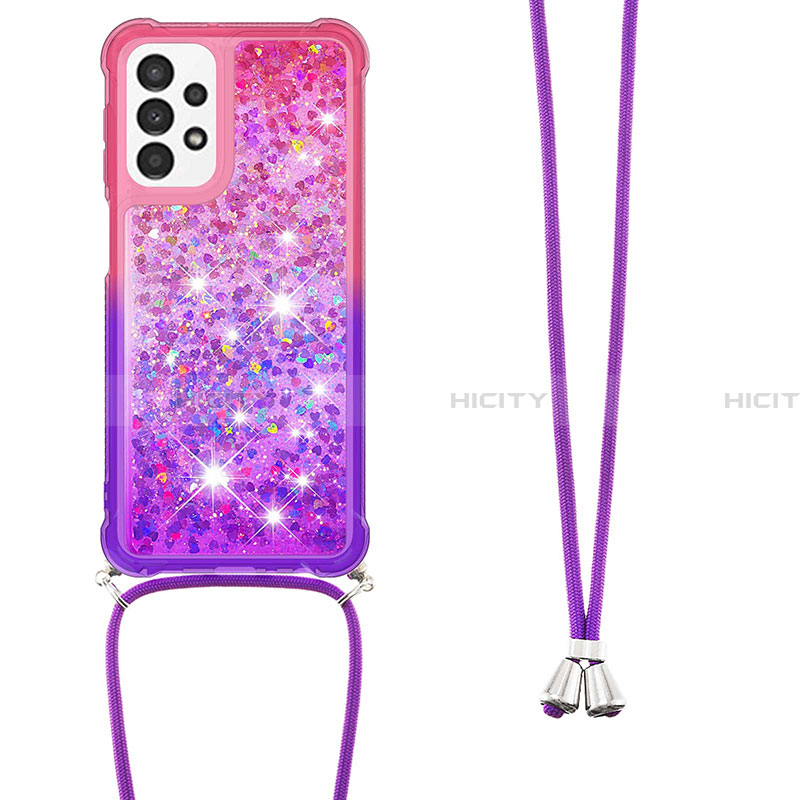 Funda Silicona Carcasa Goma Bling-Bling con Acollador Cordon Lanyard S01 para Samsung Galaxy A23 4G