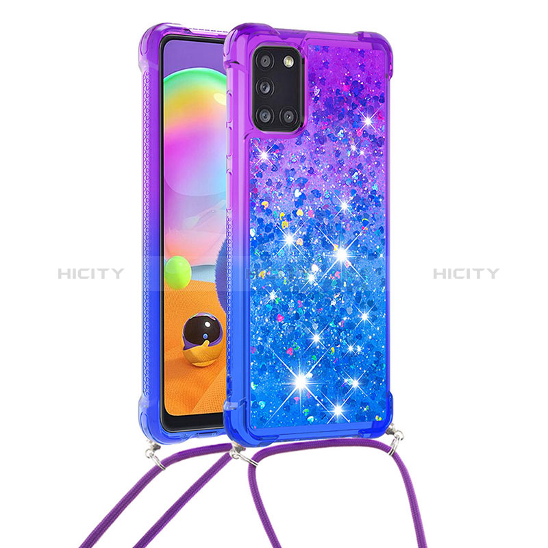 Funda Silicona Carcasa Goma Bling-Bling con Acollador Cordon Lanyard S01 para Samsung Galaxy A31