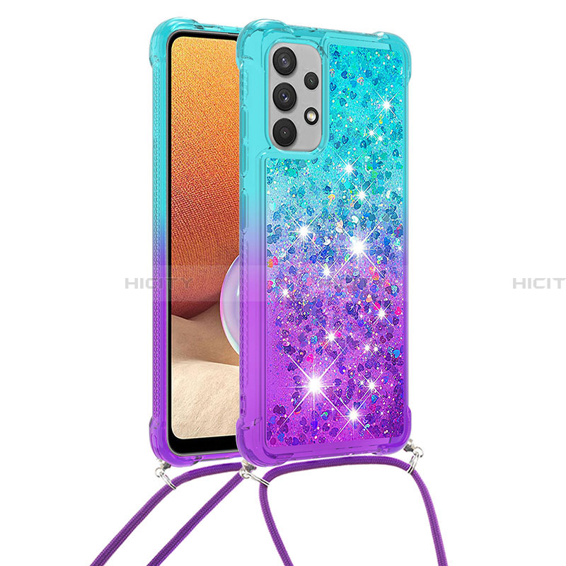 Funda Silicona Carcasa Goma Bling-Bling con Acollador Cordon Lanyard S01 para Samsung Galaxy A32 5G