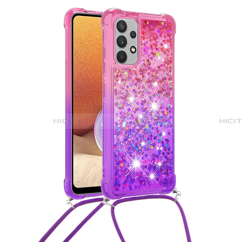 Funda Silicona Carcasa Goma Bling-Bling con Acollador Cordon Lanyard S01 para Samsung Galaxy A32 5G