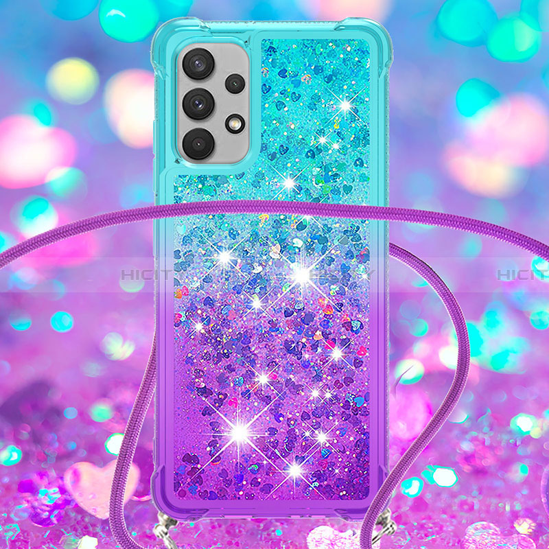 Funda Silicona Carcasa Goma Bling-Bling con Acollador Cordon Lanyard S01 para Samsung Galaxy A32 5G