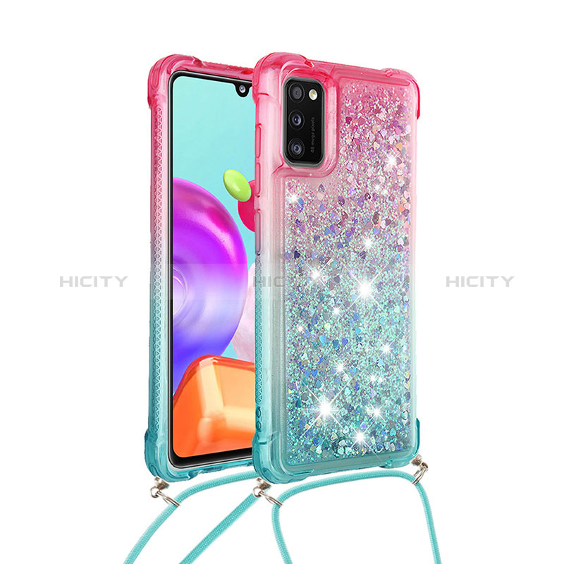 Funda Silicona Carcasa Goma Bling-Bling con Acollador Cordon Lanyard S01 para Samsung Galaxy A41