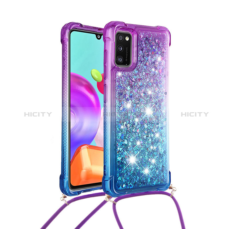 Funda Silicona Carcasa Goma Bling-Bling con Acollador Cordon Lanyard S01 para Samsung Galaxy A41