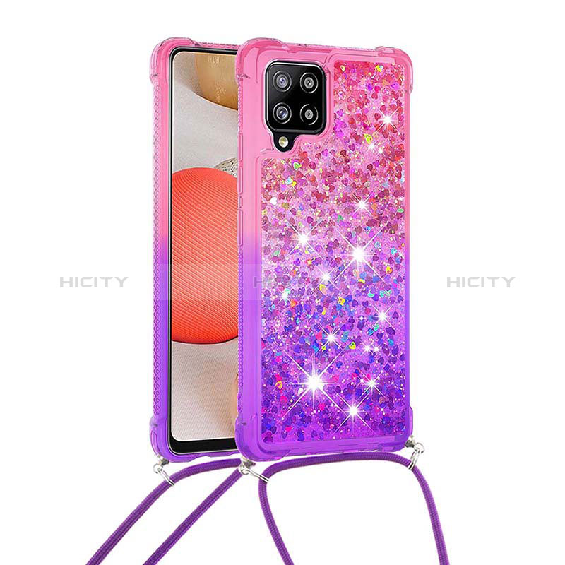 Funda Silicona Carcasa Goma Bling-Bling con Acollador Cordon Lanyard S01 para Samsung Galaxy A42 5G