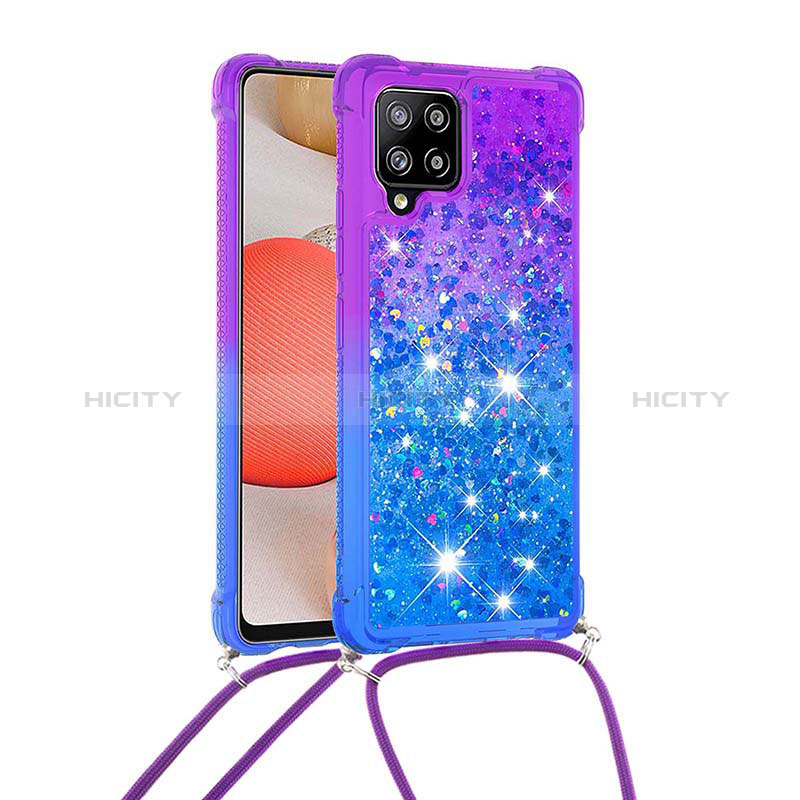 Funda Silicona Carcasa Goma Bling-Bling con Acollador Cordon Lanyard S01 para Samsung Galaxy A42 5G