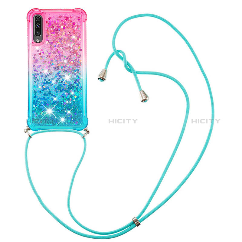 Funda Silicona Carcasa Goma Bling-Bling con Acollador Cordon Lanyard S01 para Samsung Galaxy A50S