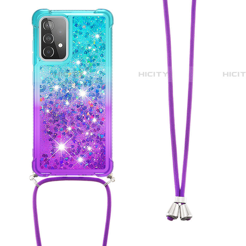 Funda Silicona Carcasa Goma Bling-Bling con Acollador Cordon Lanyard S01 para Samsung Galaxy A52 4G