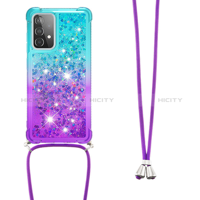 Funda Silicona Carcasa Goma Bling-Bling con Acollador Cordon Lanyard S01 para Samsung Galaxy A52s 5G