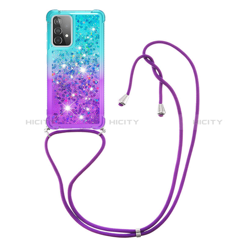 Funda Silicona Carcasa Goma Bling-Bling con Acollador Cordon Lanyard S01 para Samsung Galaxy A52s 5G