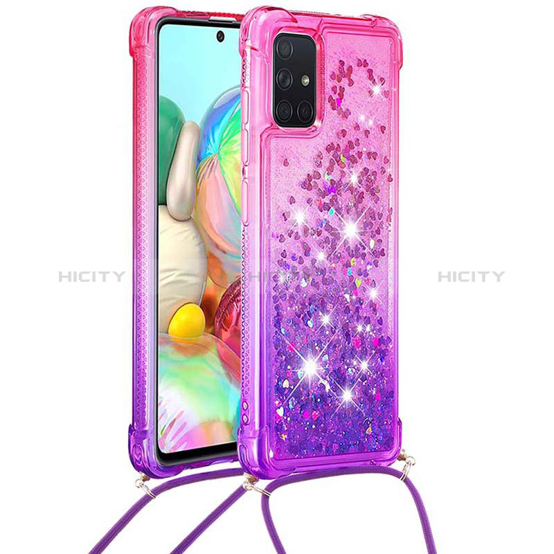 Funda Silicona Carcasa Goma Bling-Bling con Acollador Cordon Lanyard S01 para Samsung Galaxy A71 4G A715