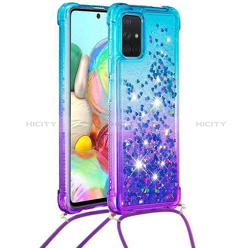 Funda Silicona Carcasa Goma Bling-Bling con Acollador Cordon Lanyard S01 para Samsung Galaxy A71 5G