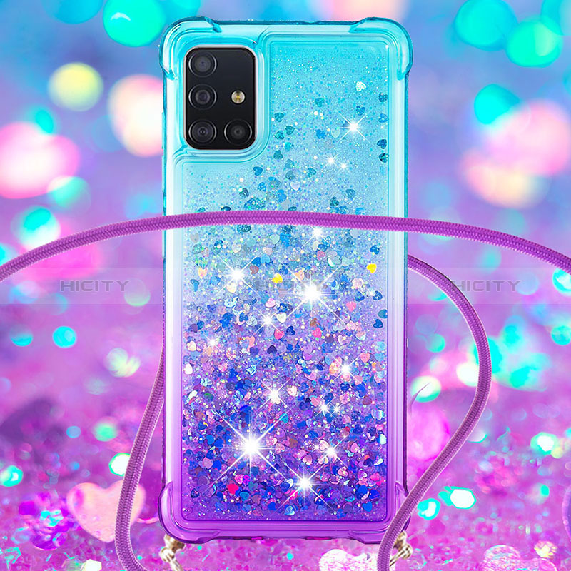 Funda Silicona Carcasa Goma Bling-Bling con Acollador Cordon Lanyard S01 para Samsung Galaxy A71 5G