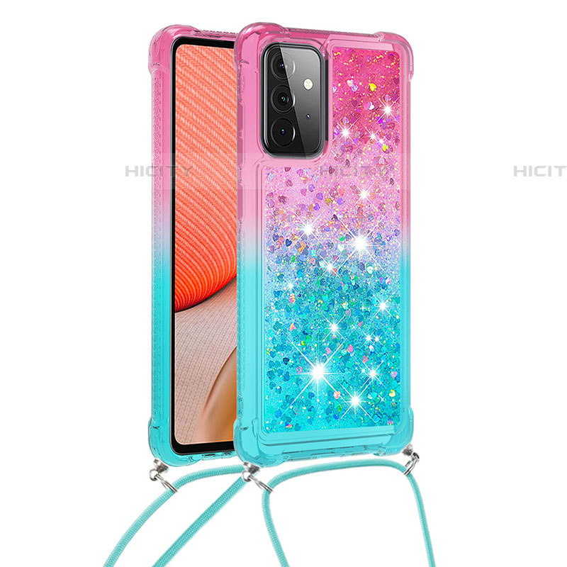 Funda Silicona Carcasa Goma Bling-Bling con Acollador Cordon Lanyard S01 para Samsung Galaxy A72 4G