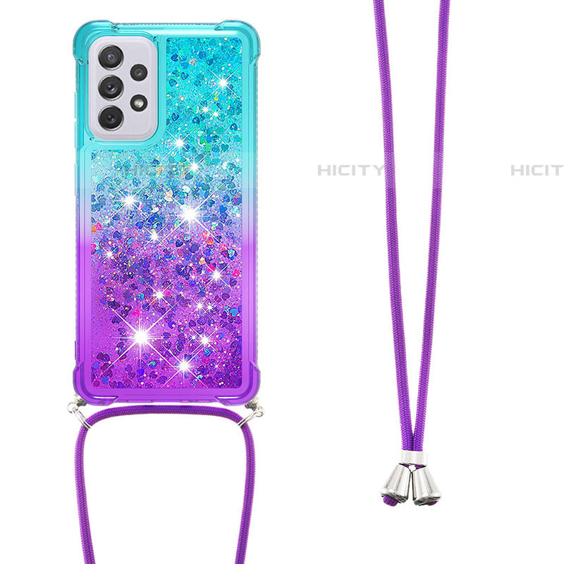 Funda Silicona Carcasa Goma Bling-Bling con Acollador Cordon Lanyard S01 para Samsung Galaxy A73 5G