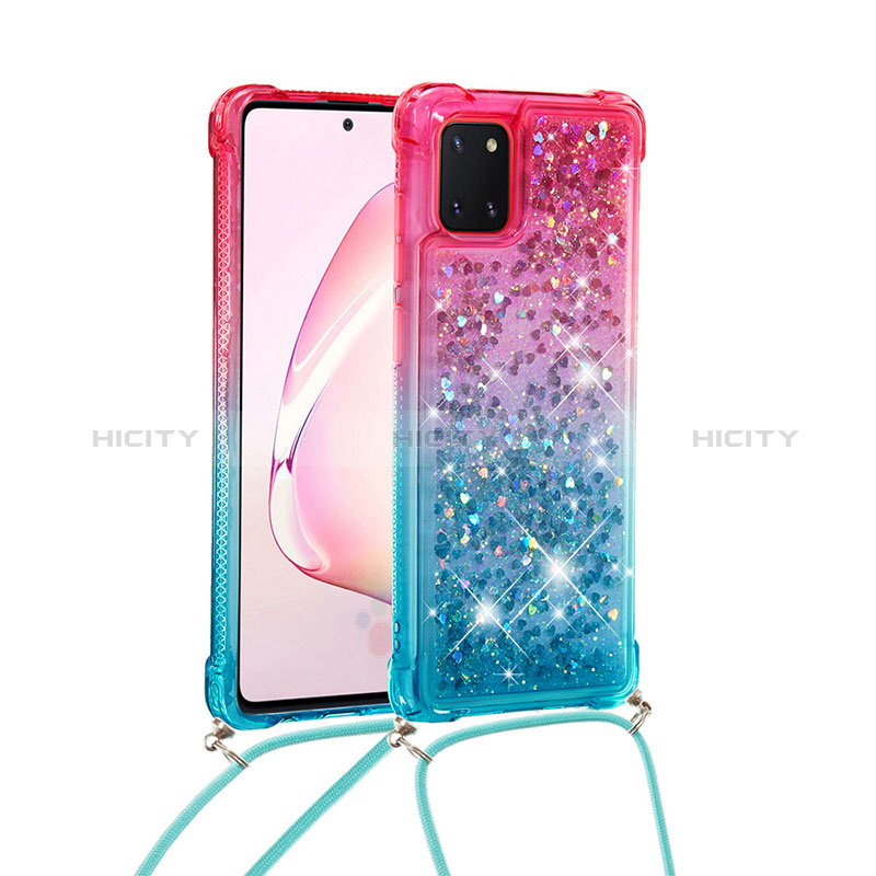 Funda Silicona Carcasa Goma Bling-Bling con Acollador Cordon Lanyard S01 para Samsung Galaxy A81