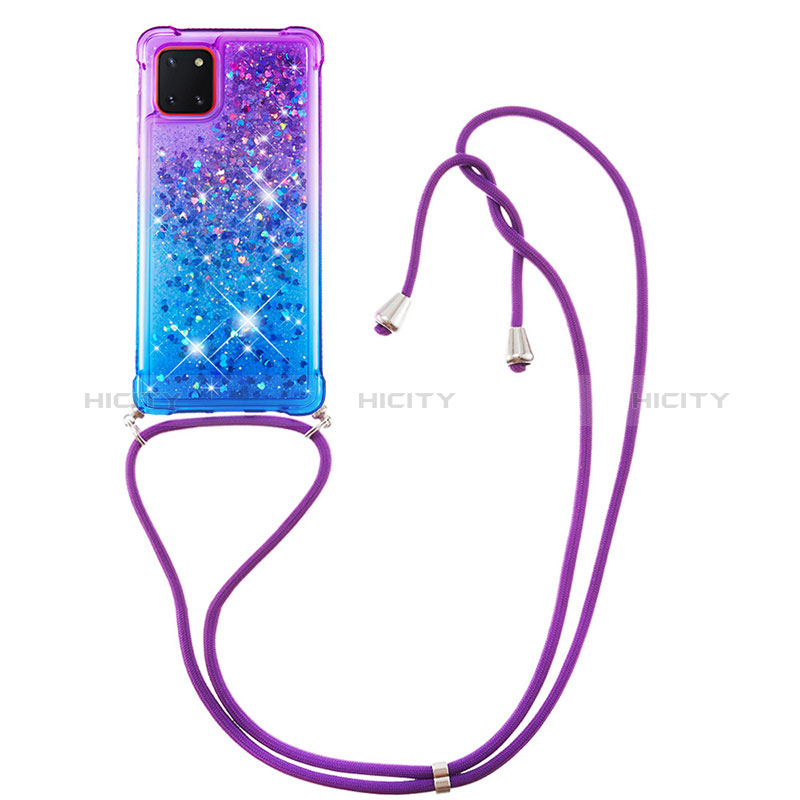 Funda Silicona Carcasa Goma Bling-Bling con Acollador Cordon Lanyard S01 para Samsung Galaxy A81