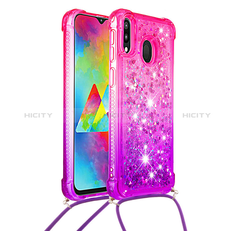 Funda Silicona Carcasa Goma Bling-Bling con Acollador Cordon Lanyard S01 para Samsung Galaxy M20