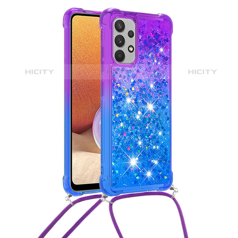 Funda Silicona Carcasa Goma Bling-Bling con Acollador Cordon Lanyard S01 para Samsung Galaxy M32 5G