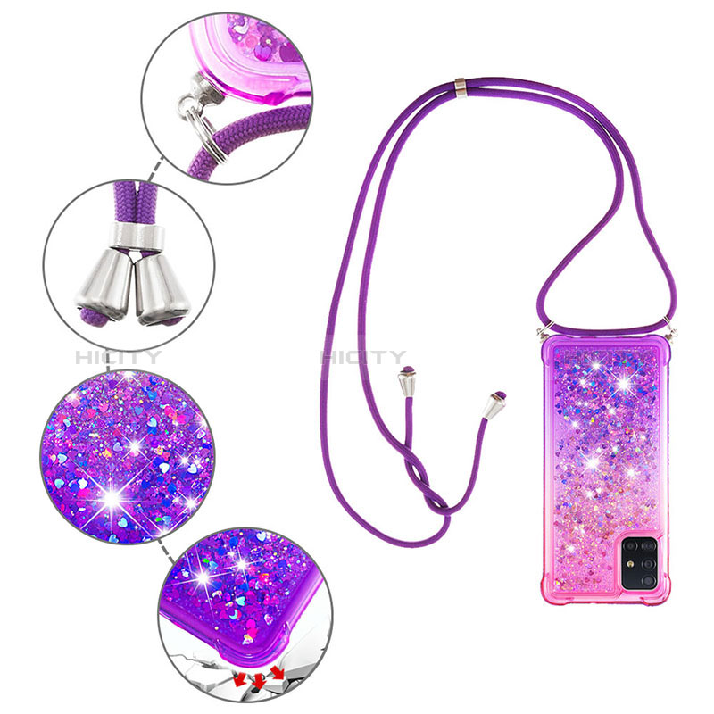 Funda Silicona Carcasa Goma Bling-Bling con Acollador Cordon Lanyard S01 para Samsung Galaxy M40S