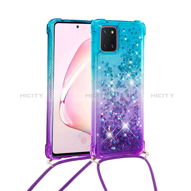 Funda Silicona Carcasa Goma Bling-Bling con Acollador Cordon Lanyard S01 para Samsung Galaxy M60s