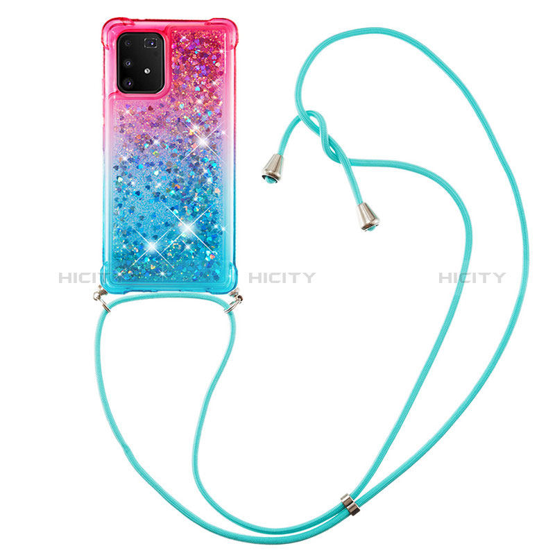 Funda Silicona Carcasa Goma Bling-Bling con Acollador Cordon Lanyard S01 para Samsung Galaxy M80S