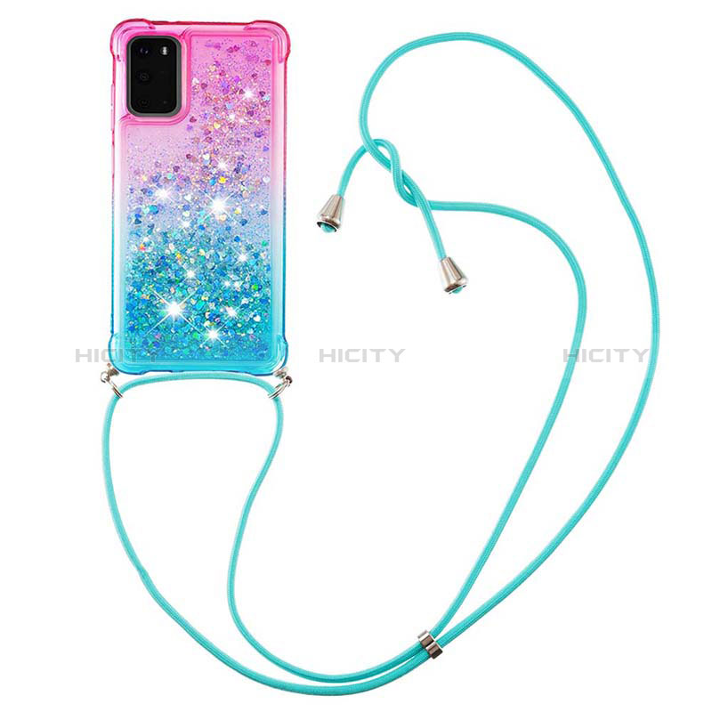 Funda Silicona Carcasa Goma Bling-Bling con Acollador Cordon Lanyard S01 para Samsung Galaxy S20