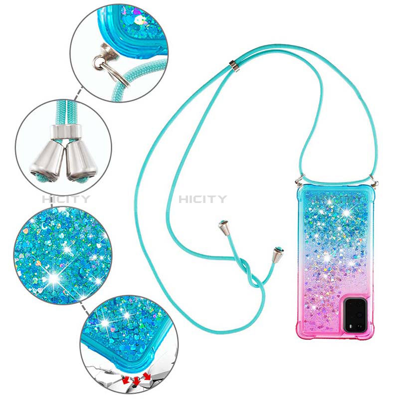 Funda Silicona Carcasa Goma Bling-Bling con Acollador Cordon Lanyard S01 para Samsung Galaxy S20