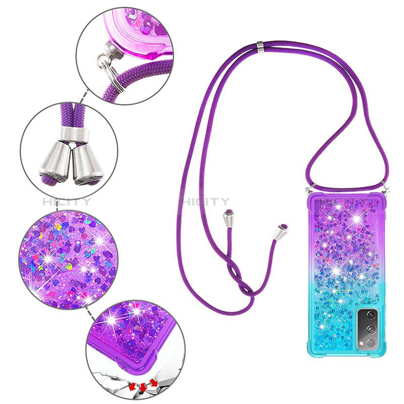 Funda Silicona Carcasa Goma Bling-Bling con Acollador Cordon Lanyard S01 para Samsung Galaxy S20 FE 4G