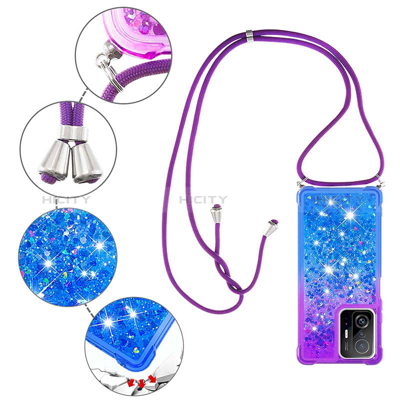 Funda Silicona Carcasa Goma Bling-Bling con Acollador Cordon Lanyard S01 para Xiaomi Mi 11T 5G