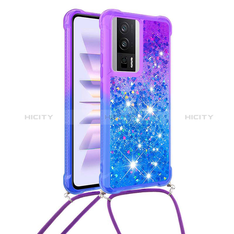 Funda Silicona Carcasa Goma Bling-Bling con Acollador Cordon Lanyard S01 para Xiaomi Poco F5 Pro 5G