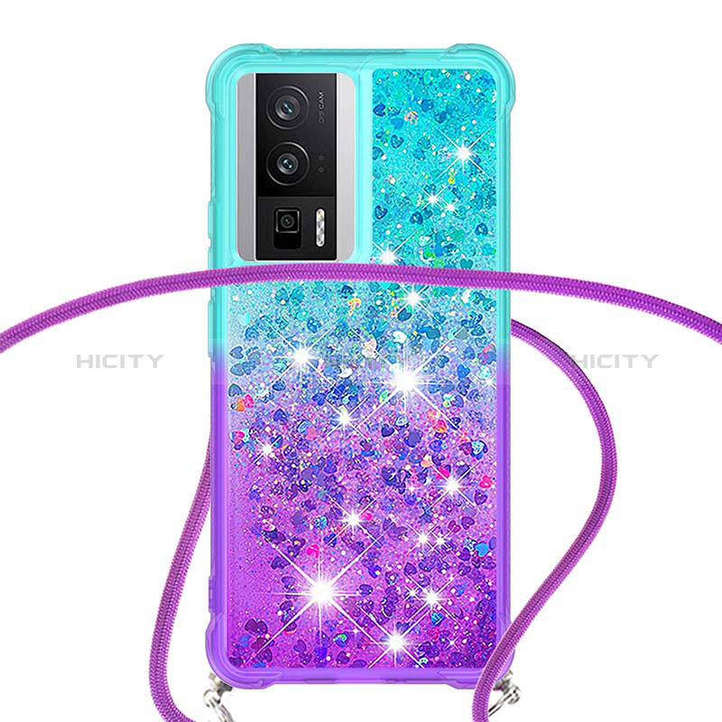 Funda Silicona Carcasa Goma Bling-Bling con Acollador Cordon Lanyard S01 para Xiaomi Poco F5 Pro 5G