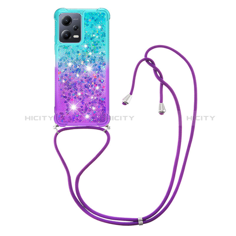 Funda Silicona Carcasa Goma Bling-Bling con Acollador Cordon Lanyard S01 para Xiaomi Poco X5 5G