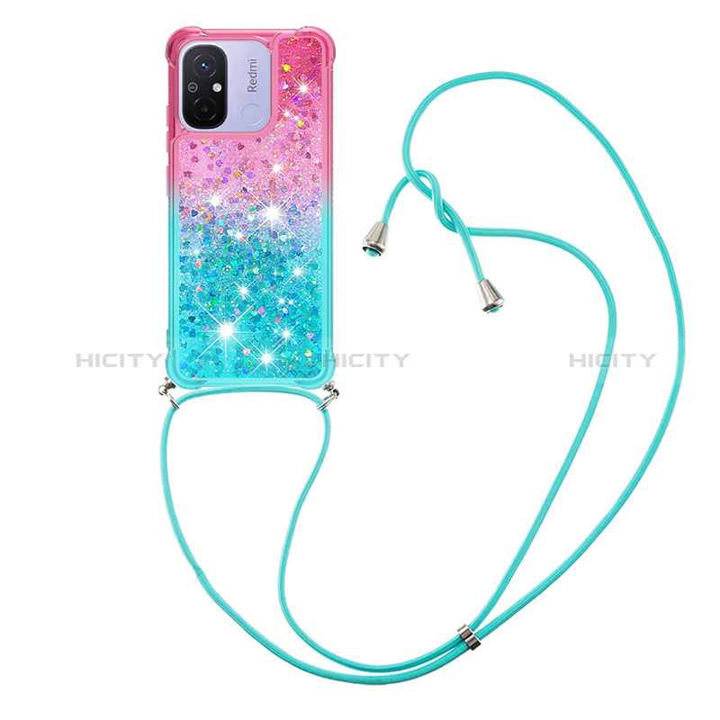 Funda Silicona Carcasa Goma Bling-Bling con Acollador Cordon Lanyard S01 para Xiaomi Redmi 12C 4G