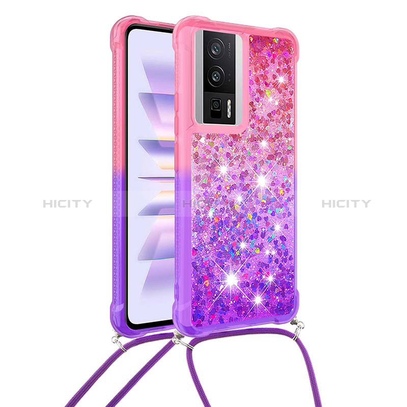 Funda Silicona Carcasa Goma Bling-Bling con Acollador Cordon Lanyard S01 para Xiaomi Redmi K60 5G