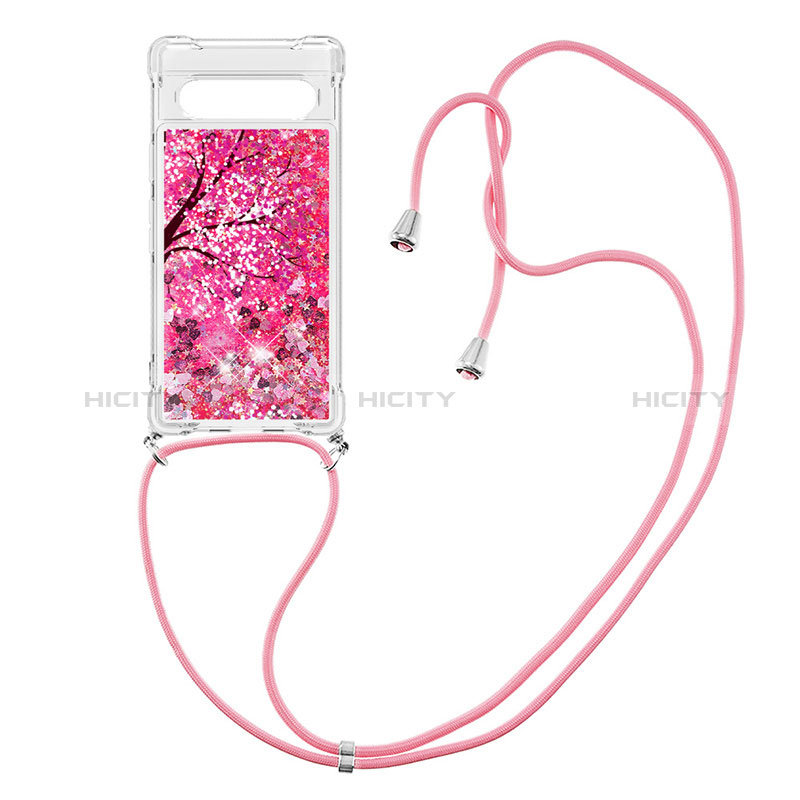 Funda Silicona Carcasa Goma Bling-Bling con Acollador Cordon Lanyard S02 para Google Pixel 7a 5G