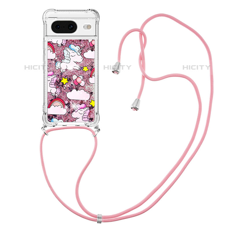 Funda Silicona Carcasa Goma Bling-Bling con Acollador Cordon Lanyard S02 para Google Pixel 8 5G