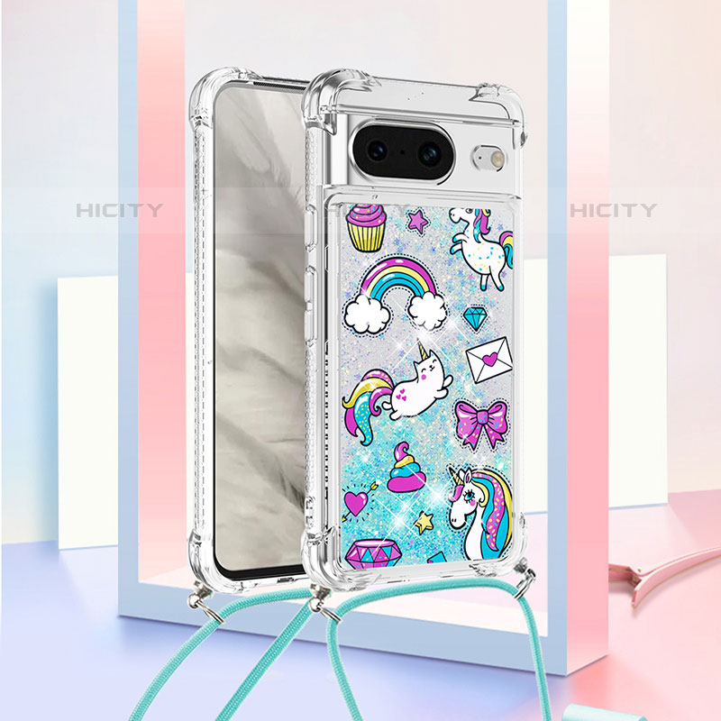 Funda Silicona Carcasa Goma Bling-Bling con Acollador Cordon Lanyard S02 para Google Pixel 8 5G