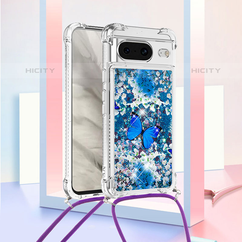 Funda Silicona Carcasa Goma Bling-Bling con Acollador Cordon Lanyard S02 para Google Pixel 8 5G