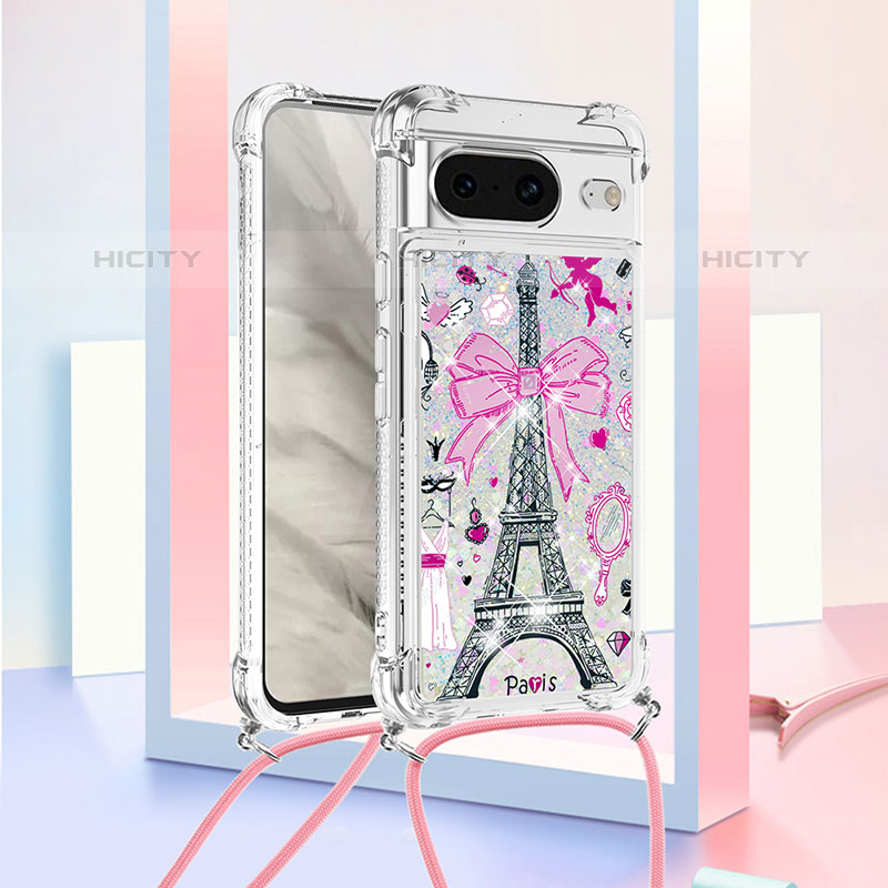 Funda Silicona Carcasa Goma Bling-Bling con Acollador Cordon Lanyard S02 para Google Pixel 8 5G