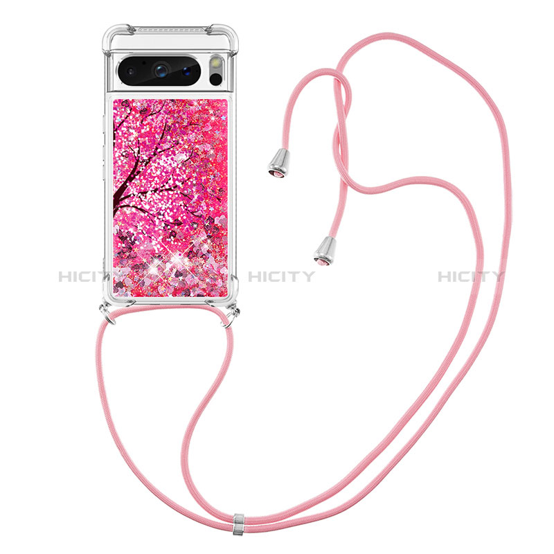 Funda Silicona Carcasa Goma Bling-Bling con Acollador Cordon Lanyard S02 para Google Pixel 8 Pro 5G