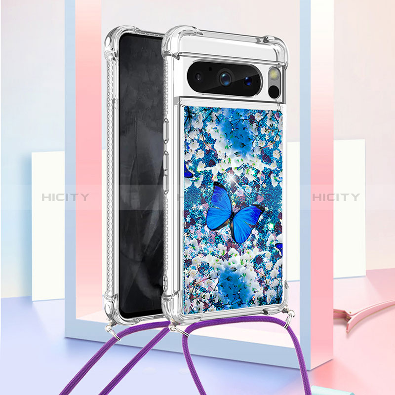 Funda Silicona Carcasa Goma Bling-Bling con Acollador Cordon Lanyard S02 para Google Pixel 8 Pro 5G