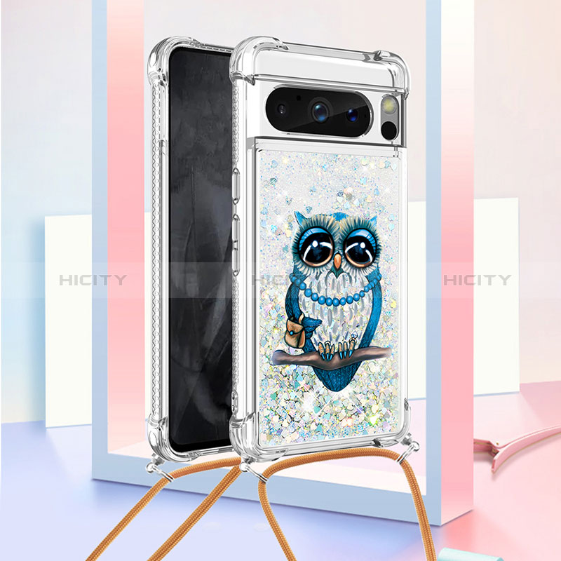 Funda Silicona Carcasa Goma Bling-Bling con Acollador Cordon Lanyard S02 para Google Pixel 8 Pro 5G