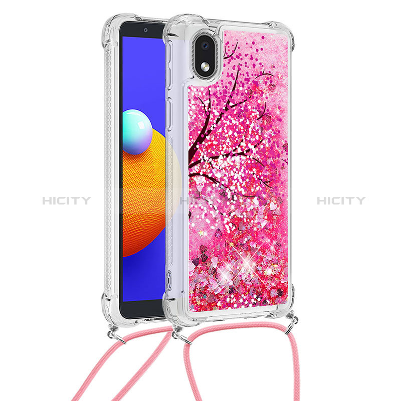 Funda Silicona Carcasa Goma Bling-Bling con Acollador Cordon Lanyard S02 para Samsung Galaxy A01 Core