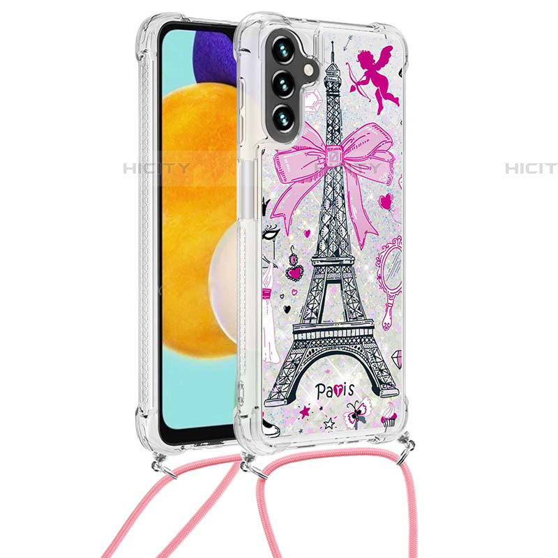 Funda Silicona Carcasa Goma Bling-Bling con Acollador Cordon Lanyard S02 para Samsung Galaxy A04s