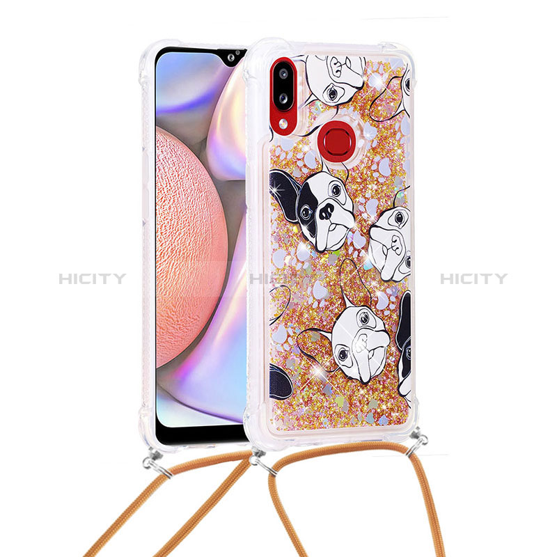 Funda Silicona Carcasa Goma Bling-Bling con Acollador Cordon Lanyard S02 para Samsung Galaxy A10s